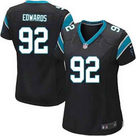 Nike Panthers #92 Dwan Edwards Black Team Color Women Stitched NFL Jersey